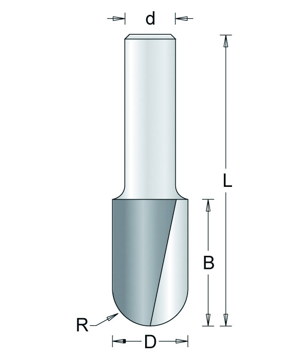 182-8 HM Holprofielfrees Extra snijhoogte R=9 d=8